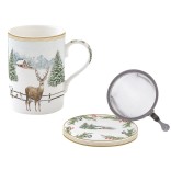 EASY LIFE portselanist tass kaane ja sõelaga "White Forest", 350 ml  | 1