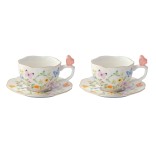 EASY LIFE portselanist tasside ja aluste komplekt "Dancing butterflies" 2 tk, 120 ml | 1
