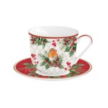 EASY LIFE portselanist kruus koos alusega "Christmas berries" 370 ml | 1