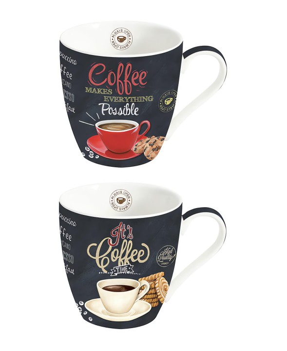 EASY LIFE portselanist kruuside komplekt "It's coffee time", 2 tk., 350 ml  | 1
