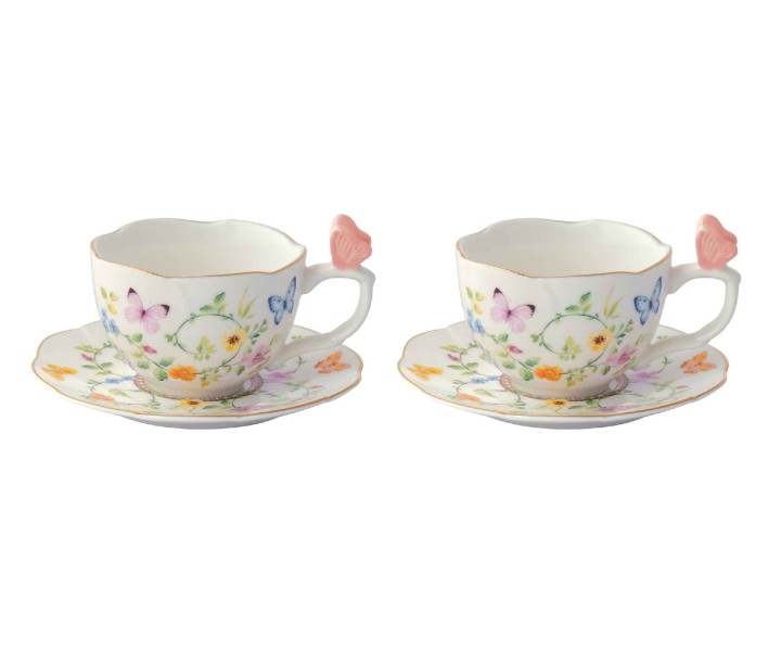 EASY LIFE portselanist tasside ja aluste komplekt "Dancing butterflies" 2 tk, 120 ml | 1