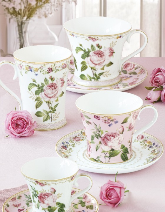 EASY LIFE portselanist kruus koos alusega "Chant des Roses", 350 ml  | 2