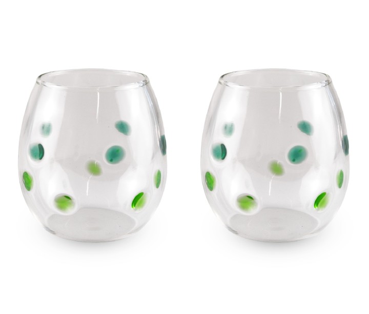 WD LIFESTYLE kahekordse seinaga klaas "Green spot", 2 tk., 325 ml  | 1