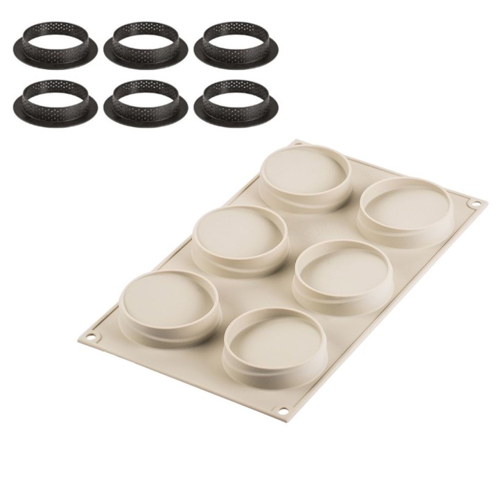 SILIKOMART silikoonist küpsetusvormi ja rõngaste komplekt "Mini glam", 7 tk. 6 x 46 ml (viso: 276 ml) | 1
