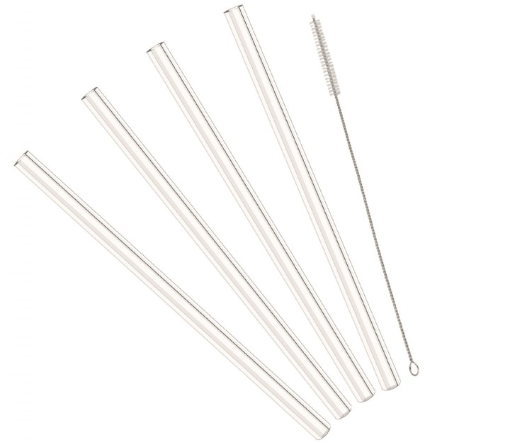 STEUBER klaasist joogikõrte ja harja komplekt  | 1