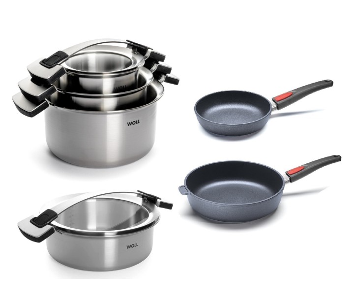 Terasest kastrulite komplekt koos kaantega WOLL "Concept Pro + Diamond Titan Best Induction”  | 1
