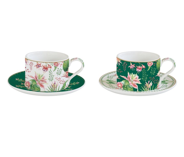 EASY LIFE portselanist tasside ja aluste komplekt "Botanic chic" 2 tk, 240 ml | 1