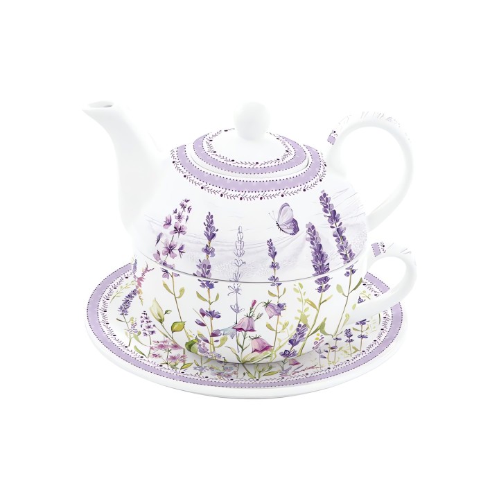 EASY LIFE portselanist tassi ja teekannu komplekt "Lavender field", 350 ml  | 1
