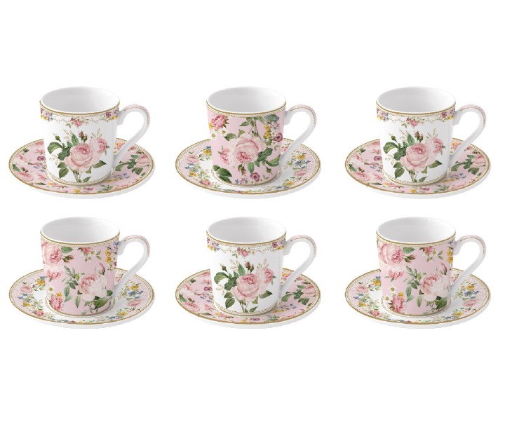 EASY LIFE portselanist espressotasside ja alustasside komplekt "Chant des Roses" 6 tk, 100 ml | 1