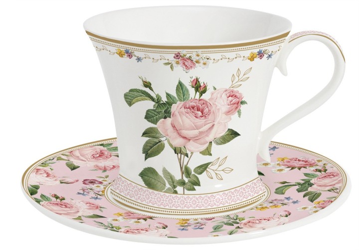 EASY LIFE portselanist kruus koos alusega "Chant des Roses", 350 ml  | 1