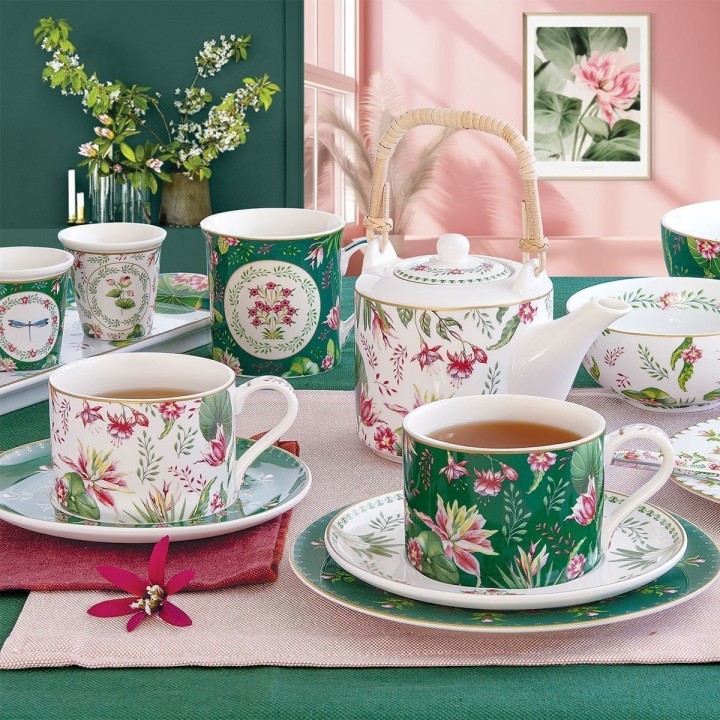 EASY LIFE portselanist tasside ja aluste komplekt "Botanic chic" 2 tk, 240 ml | 2