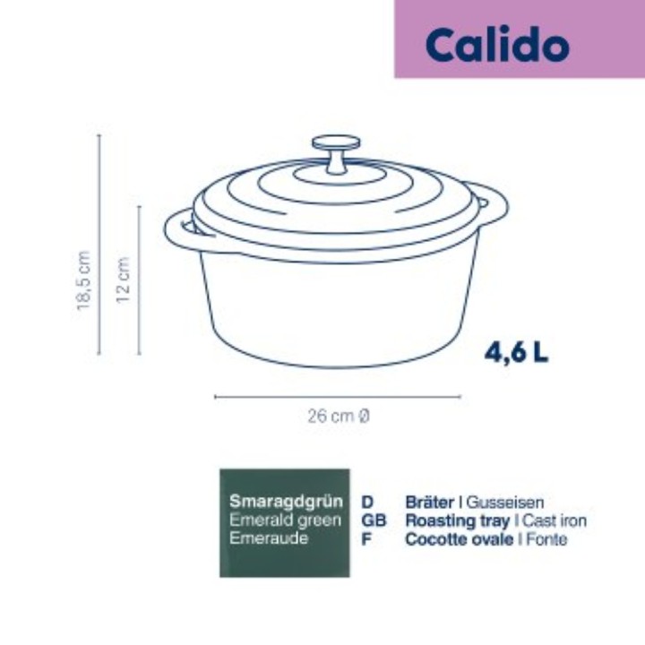 KELA emailitud malmpott koos kaanega "Calido" Ø 26 cm, 4,6 l | 6