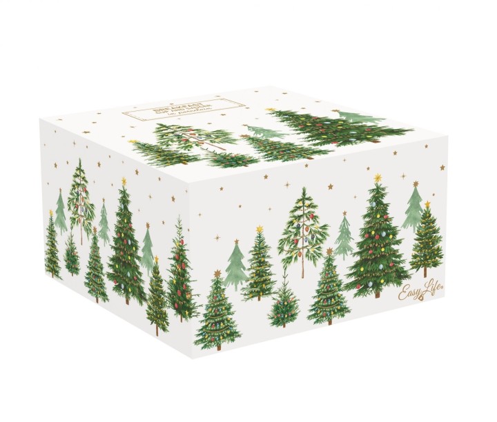 EASY LIFE portselanist kruus koos alusega  "Festive Trees", 400 ml  | 2