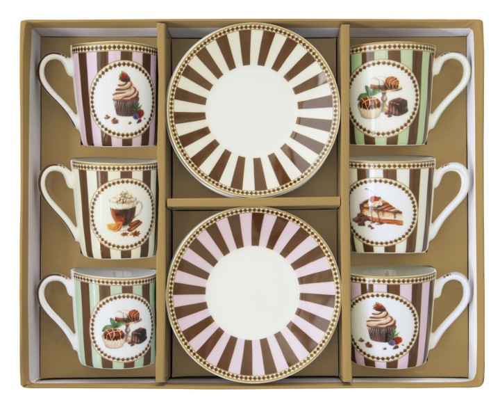 EASY LIFE portselanist espressotasside ja alustasside komplekt "Sweet Moments" 12 tk, 100 ml | 2