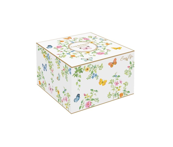 EASY LIFE portselanist kruus koos alusega "Dancing butterflies" 240 ml | 2